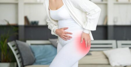 Woman Suffering from Bursitis on Her Hips